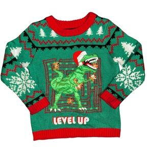 NEW BLIZZARD BAY Boys “Level up” Dinosaur Christmas Sweater.